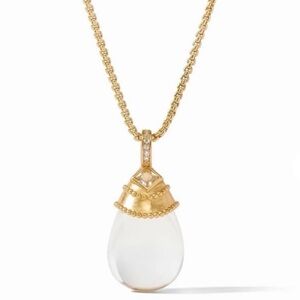 $175 Julie Vos Noel Pendant Necklace Iridescent Clear